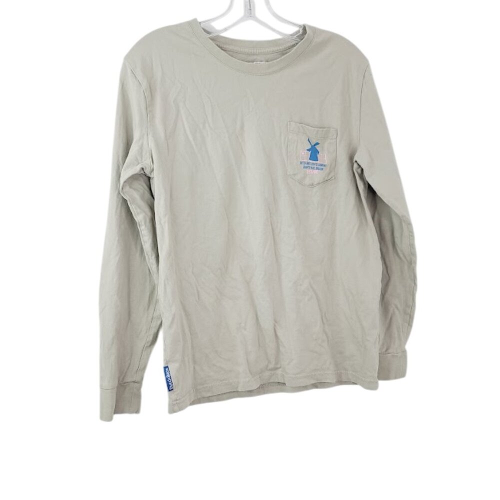 Dutch Bros Men's Taupe Patch Pocket Crew Neck Long Sleeve T-Shirt Size L